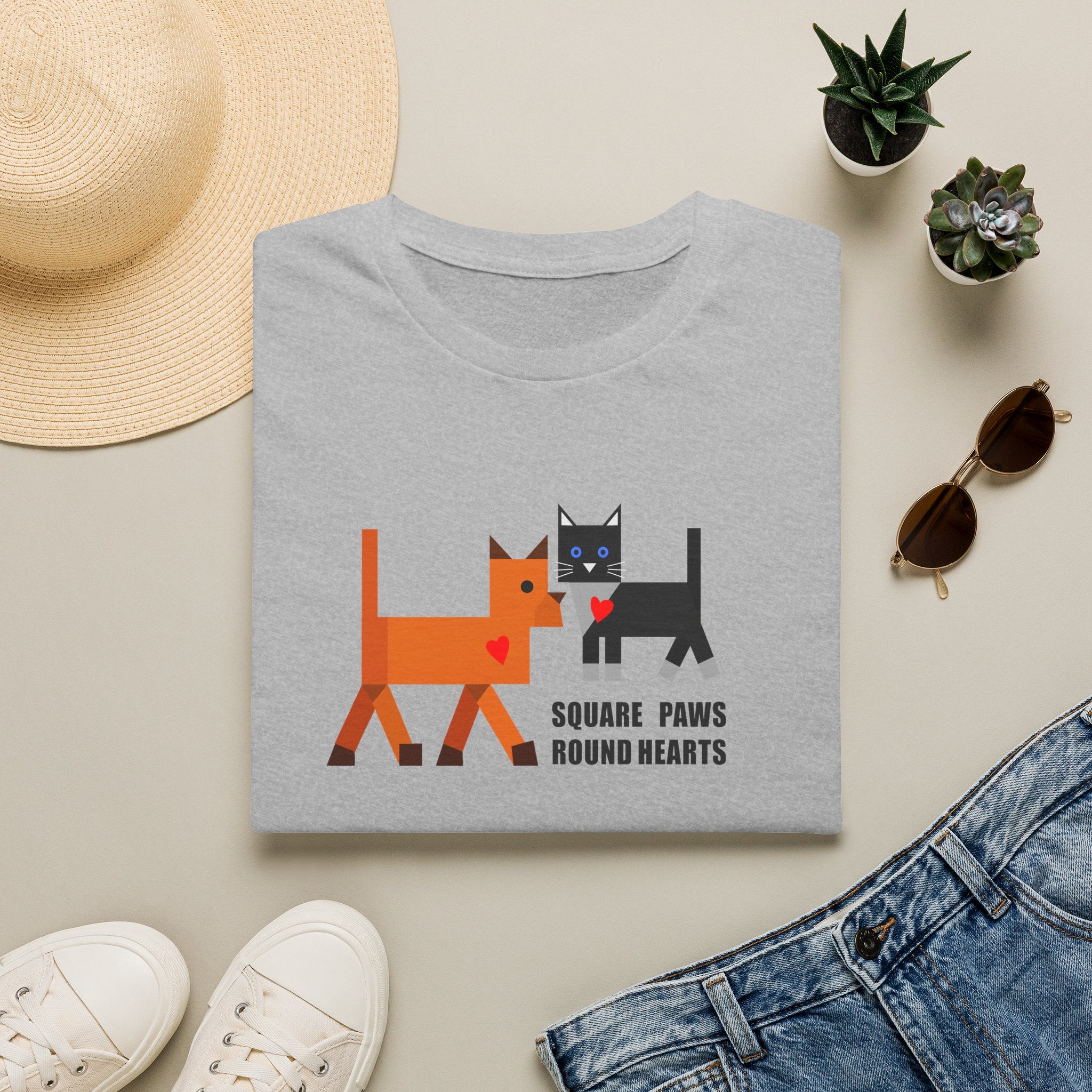 Square Paws Round Hearts T‑Shirt