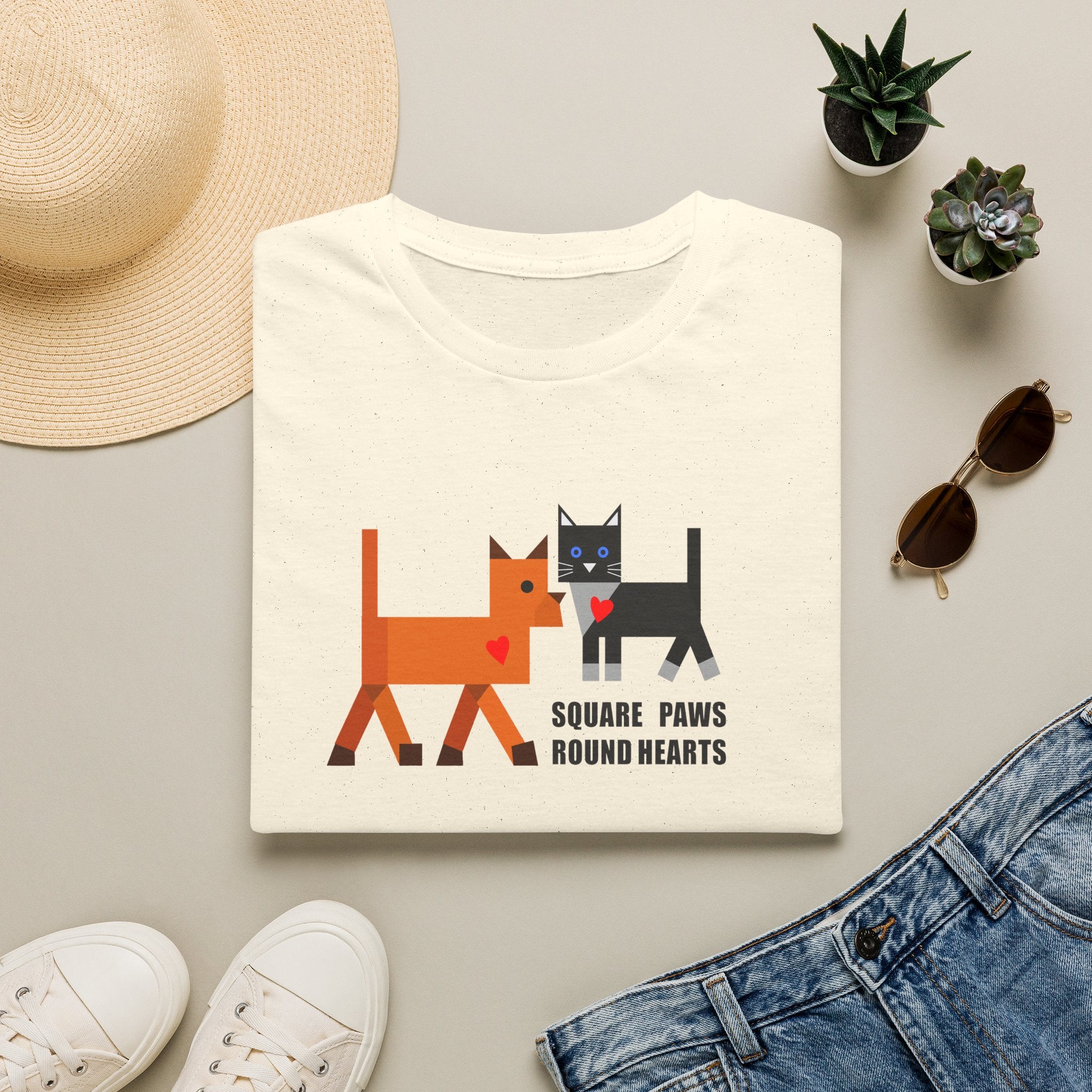 Square Paws Round Hearts T‑Shirt