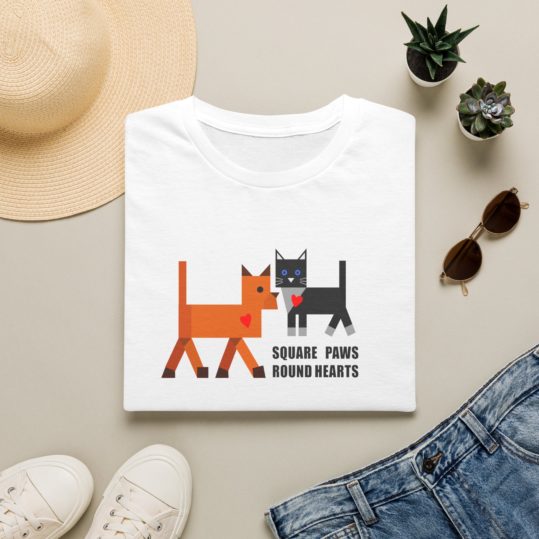 Square Paws Round Hearts T‑Shirt