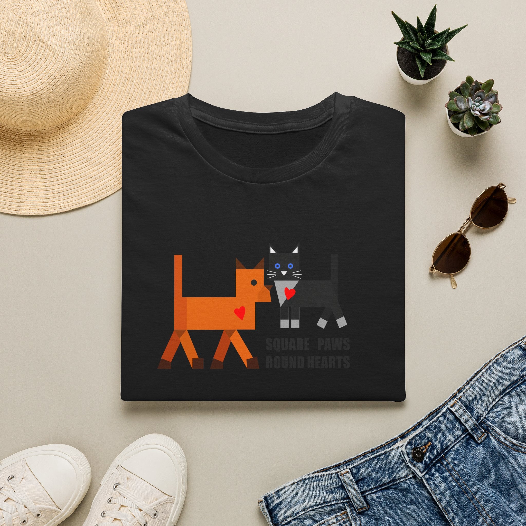 Square Paws Round Hearts T‑Shirt