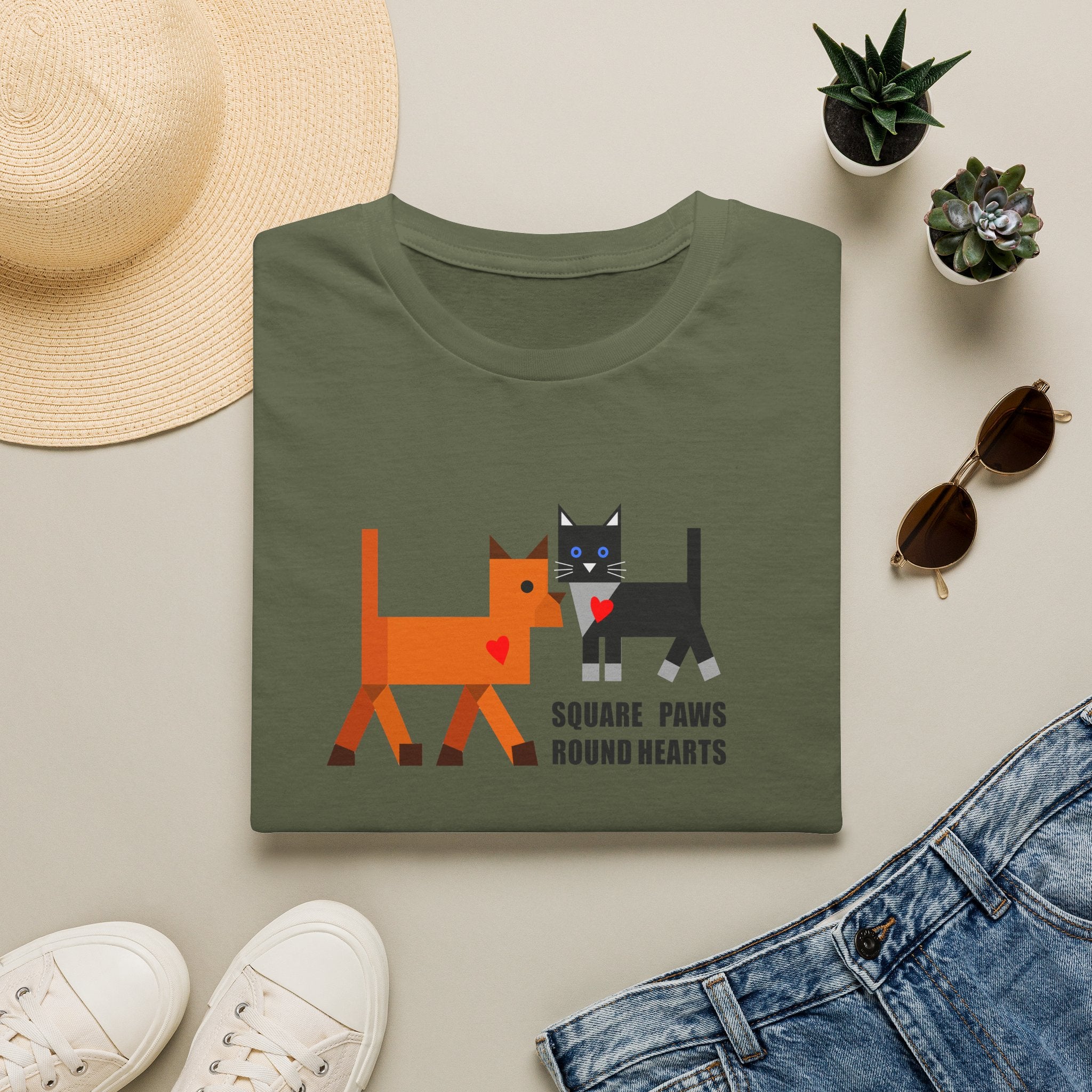 Square Paws Round Hearts T‑Shirt
