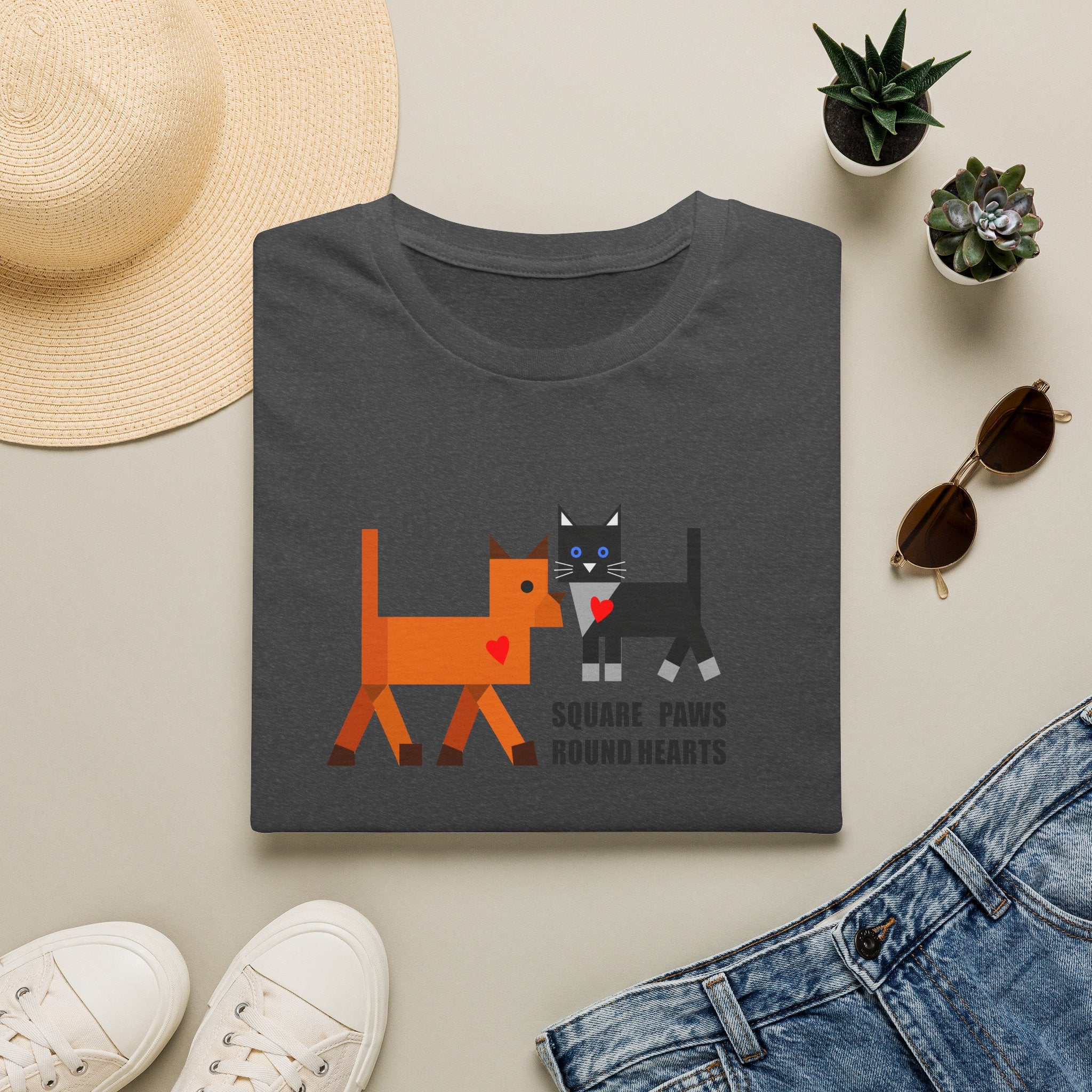 Square Paws Round Hearts T‑Shirt